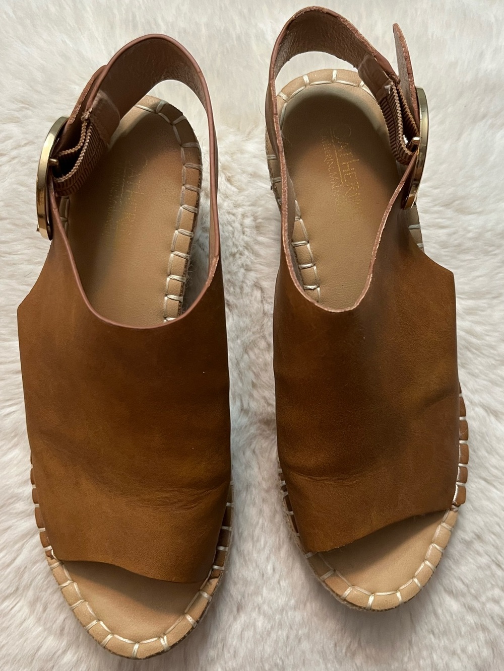 Women's Brown Leather Slingback Sandals 6.5